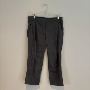 Eileen Fisher Charcoal Cropped Pleated Trousers